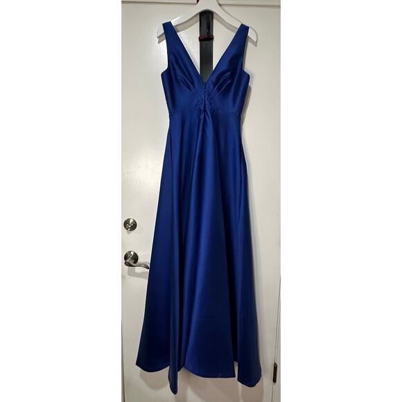 Sachin & Babi Rae Gown Eclipse Blue Fuchsia Belt Sz 4 NWT Glamorous A-Line Dress - Picture 9 of 15